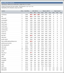 a sample CPU Utilization Summary report